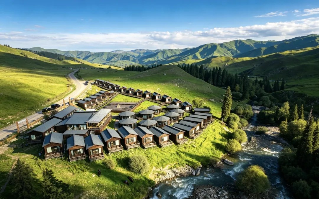 Lodging amid the green landscape near Yuhu Lake in Zhaosu