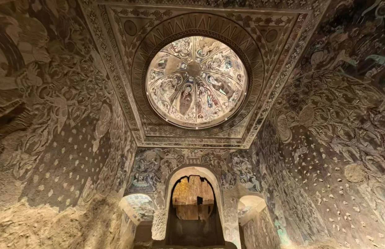 A mural interior in the Kizil Caves material