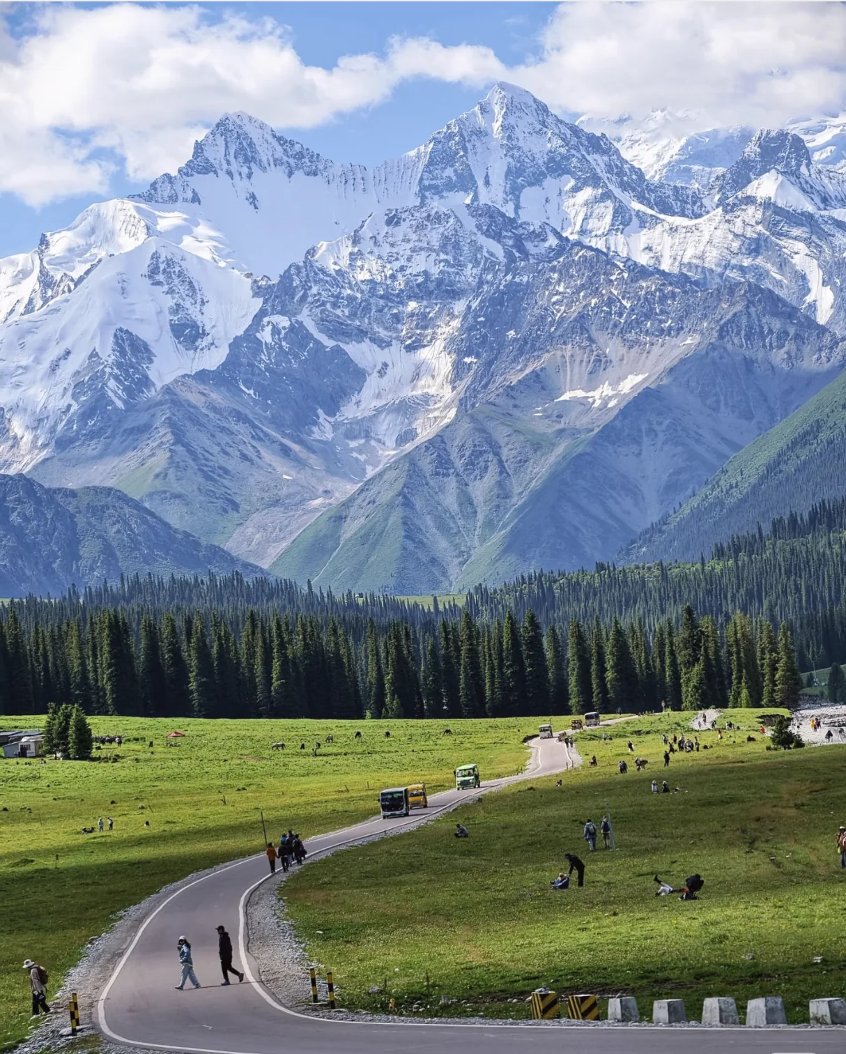 Mountains, woodland and a path in the Xiata material